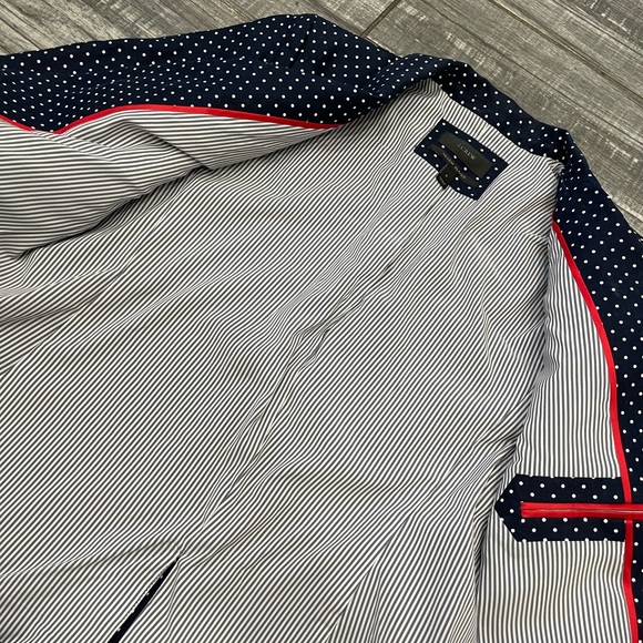 J. Crew 100% Linen Navy & White Polka Dot Regent Blazer Jacket size 8 - Picture 12 of 12